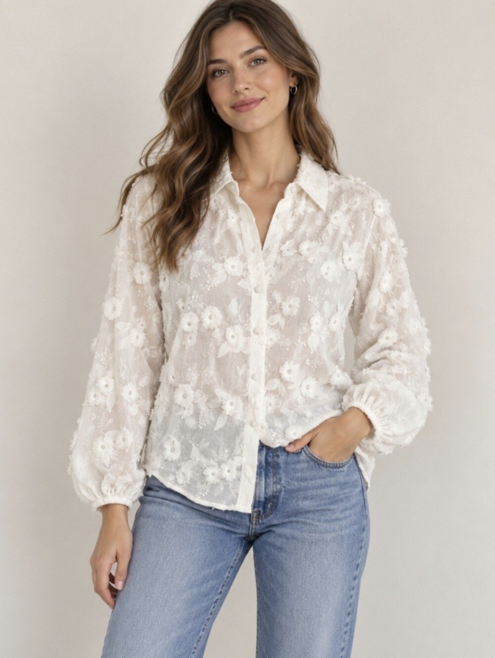 Caroline Constas Sm Ivory Embroidered Boho Top Romantic Whimsygoth Applique